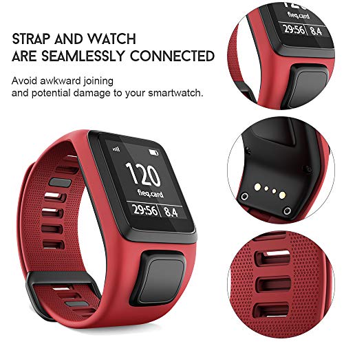 ANCOOL Compatible with Spark 3 Watch Bands Silicone Watch Straps Replacement for Runner 2 3,Spark 3, Golfer 2,Adventurer Smartwatches (Red)
