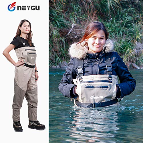 NEYGU Men's Breathable Fly Fishing Wader, Waterproof Chest Wader with Stocking Foot (XL)