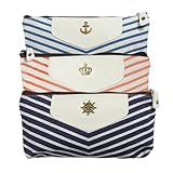 KINGSO Canvas Navy Style Pen Pencil Case Cellphone Coin Cosmetic Makeup Bag Pouch Purse,Dark Blue