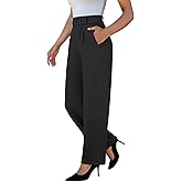 keriffe Womens Stretchy Dress Pants 2 Pockets High Waist Pull On Office Slacks Casual Business Work Wide Leg Pants Trousers