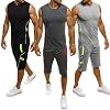 Herren Gym Outfit Set ärmellose Slim Fit Weste Tank Tops elastische Taille Taschen Shorts Training Stringers Bodybuilding Fitness Sport Kleidung Set (XL, schwarz)
