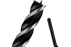 WOBLLMX 1-1/8" x 12" Auger Drill Bit with SDS Plus Shank for Wood,Tri Flute Ship Auger Long Drill Bit for Soft and Hard Wood,Tree Stump,Plastic,Drywall and Composite Materials