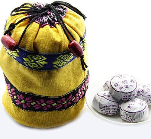 45pcs Cooked Rose Flavor Puerh Tea - Ripe(Shu) Mini Tea Tuo Cha -Yunnan Shou Pu-erh Tea -Rose Flower Blended Pu erh Tea - Puer Tea Loose Leaf- Bird's Nest Shape Pu'er Mini Tuo Cha with Gift Bag