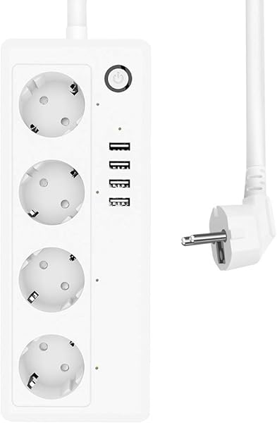 Konesky Smart Power Strips Protezione da sovraccarico Wi Fi con 4 prese 4 Porte USB Presa di corrente universale Funziona Amazon alexaHome page di GoogleFunzione timer IFTTT