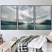 3 Piece Framed Canvas Wall Art Lake Landscape Canvas Prints Home Artwork Decoration for Living Room,Bedroom - 16