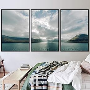 signwin 3 Piece Framed Canvas Wall Art Lake...