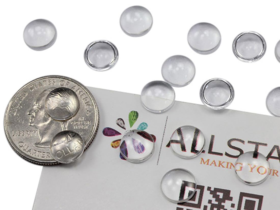 Allstarco 9mm Round Clear Magnifying Acrylic Cabochons, Plastic Gems for Jewelry Making, DIY Earrings, Pendants - 75 Pieces