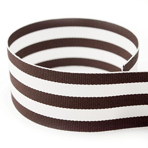 Photo 1 of 1-1/2" Brown & White Taffy Striped Grosgrain Ribbon - 20 Yards - USA | American Made