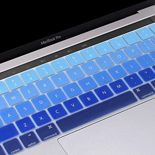 YMIX Keyboard Cover for Touch Bar Models 2017 & 2016 Release MacBook Pro 13 (A1706) & MacBook Pro 15 (A1707) with Touch ID Dust Proof Silicone Keyboard Skin - Fade Blue