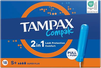 Tampax Compak Super Plus Tampons 18ct - Compact Applicator, Heavy Flow