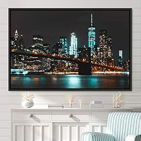 signwin Framed Canvas Wall Art City Illuminations Aerial...