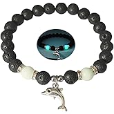 LXSSLY 8mm Natural Volcanic Stone Bracelets for Women,Ocean Turtle Luminous Bracelets,Lava Stone Glow bracelet,Elastic Stretch Beads Protection Bracelet for Men