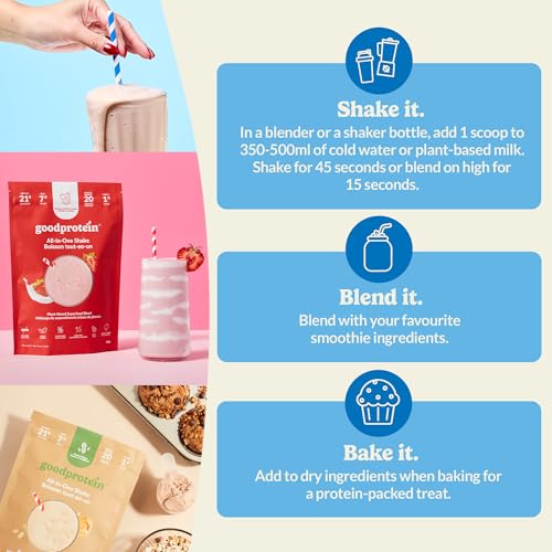 Good Protein Vegan Plant-based Protein Powder 100% Natural, Non-GMO, Dairy-free, Gluten-free, Soy-free, No Added Sugar and Nothing Artificial. Mixed Berries All-in-One Shake 880 grams