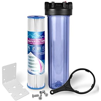 Whole House Water Filter System, Transparent Big Blue Housing with Presser Relief Button, 1