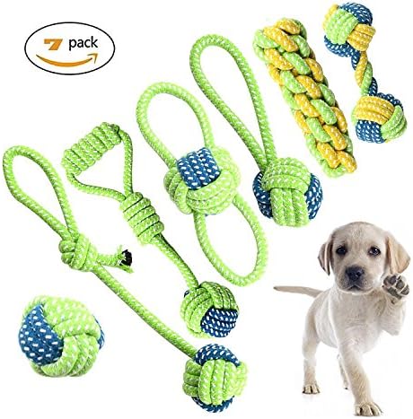 Petony Dog Toys Set Interactive Chewing Rope Ball Toys for Small Puppies and Medium Dogs Pack of 7