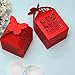 KAZIPA 50pcs Laser Cut Candy Boxes, 2.2''x2.2''x2.2'' Rose Butterfly Favor Boxes for Wedding Favors (Red)