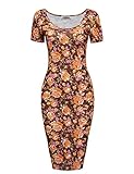 Tom's Ware Women's Sweetheart Short Sleeve Midi Dress TWCWD053-BROWNORANGE-US M