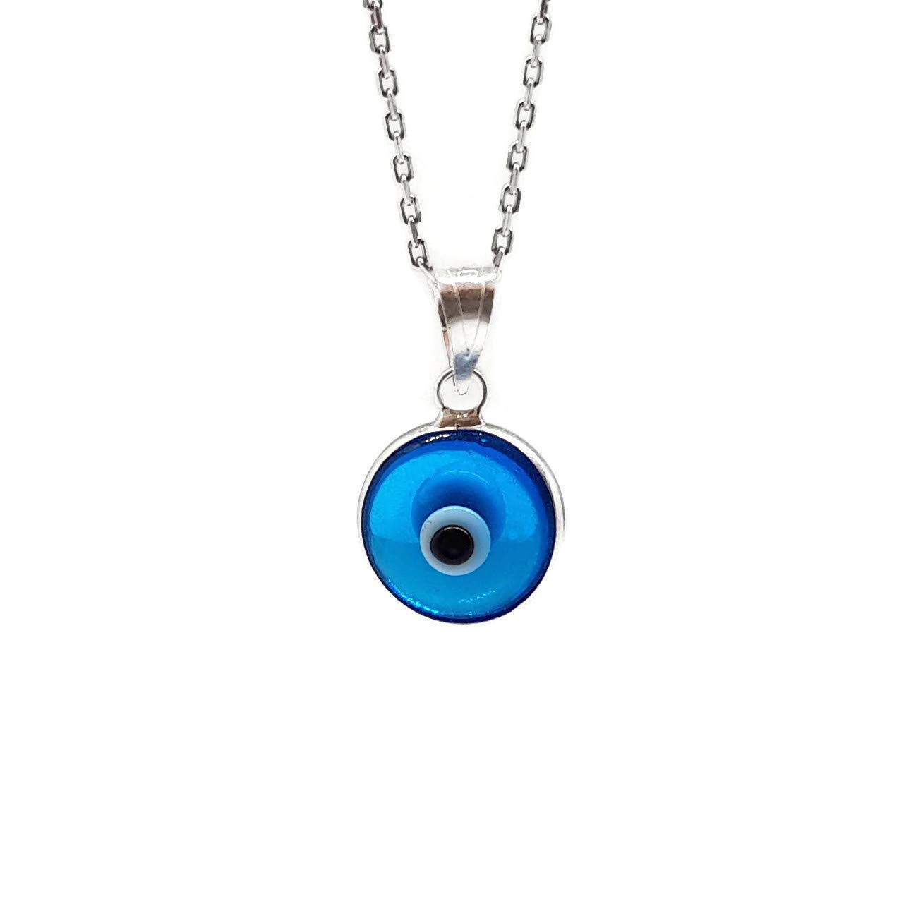 MYSTIC JEWELS By Dalia - Blue Crystal Evil Eye Necklace for Good Luck - 925 Sterling Silver - Chain 40 to 45 cm Length, for Christmas, Wedding, Valentine's Day (Light Blue) โ image 1