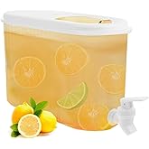 JECOMPRIS 3.5L Refrigerator Cold Water Kettle with Faucet Leak-Proof Plastic Beverage Dispenser for Fridge Portable Drink Dispenser for Parties and Home Use Easy Refill Lid 10.23X6.49X4.33 Inch