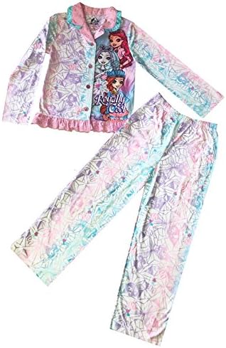 Ever After High Big Girls' Long Sleeve Button Up Coat Pants Pajama Set (14/16 X-Large)