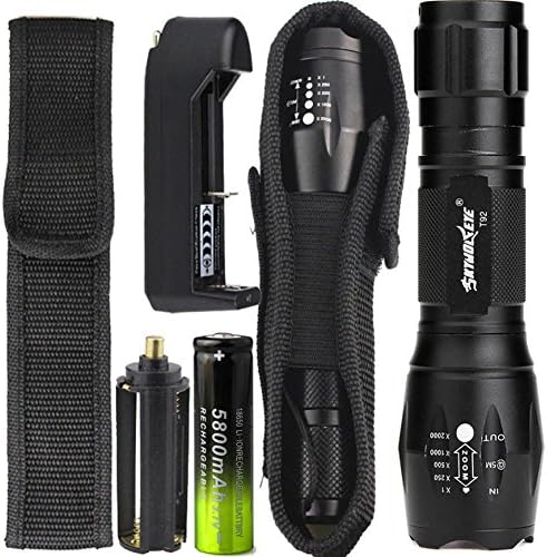 Tactical Flashlight, Swizze 4000 Lumens T6 Zoomable LED Flashlight , X800 G700Torch With 18650 Battery And Charger