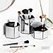 Beautify Mirrored Glass Hexagon Storage Pots for Makeup Cosmetics, Brushes, Jewelry and Accessories Set of 3 with Glass Cleaning Cloth