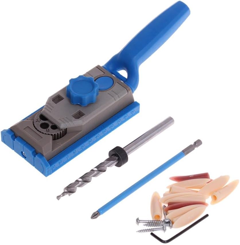 HITTIME Owner Pocket Hole Jig System ABS and Alloy Steel Wood Doweling Joinery Drill Guide DIY Kit for Woodworking -25 PCS