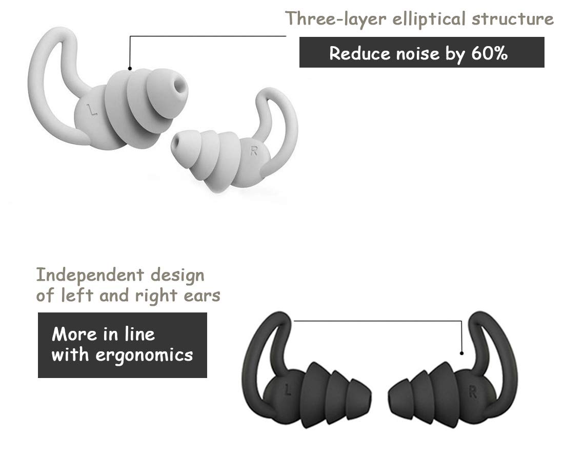 Reusable Safe Silicone Earplugs Noise Cancelling Ear Plugs for Sleeping