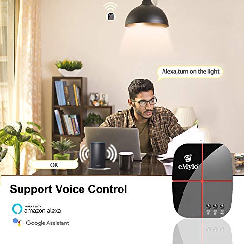 eMylo Smart Wifi Relay Switches Wireless 433Mhz RF Remote Control Light Switch Timer Controller For Household Appliance Compatible with Alexa, Google Home DC 5V-24V 2 Channels
