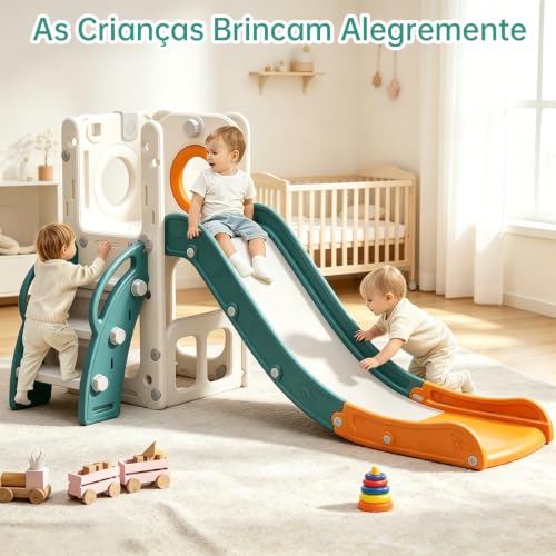 SEXYBIRDS Tobogán para niños pequeños, con Espacio de Almacenamiento y Pasos Antideslizante, Tobogán para Interiores y Exteriores con aro de Baloncesto y telescopio para Parque Trasero Jardín