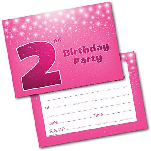 Doodlecards 2Nd Birthday Party Invitations Girl Invites Pack of 20 Postcards and Envelopes