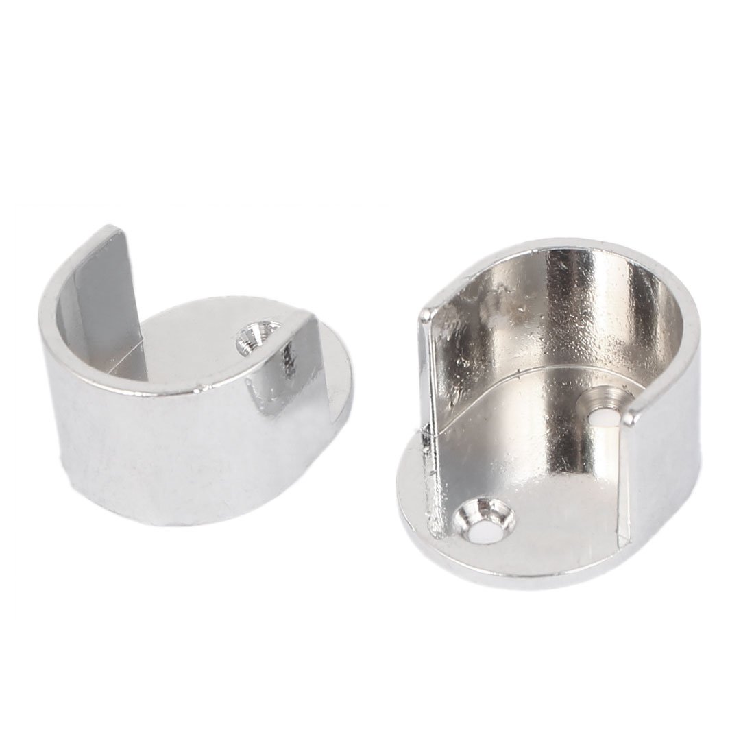 Sourcingmap a16071200ux0220 Wardrobe Closet 26Mm Dia Metal Round Tube Rod Flange Holder Bracket 2Pcs, Silver Tone