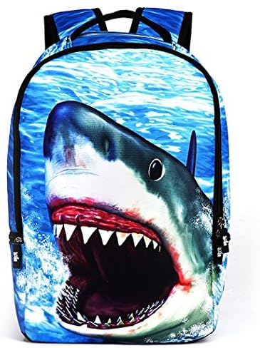 Flake Rain Unisex Cool Exaggerated Personality Animals School Backpack Travel Shoulders Bag(Shark)