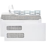 #10 Self Sealing Security Envelopes :: Double Window, Easy Peel &amp; Seal, White with Dark Privacy Tint :: Perfect for Business Statements, Quickbooks Invoices, and Return Envelopes - 4 1/8 X 9 ½’’