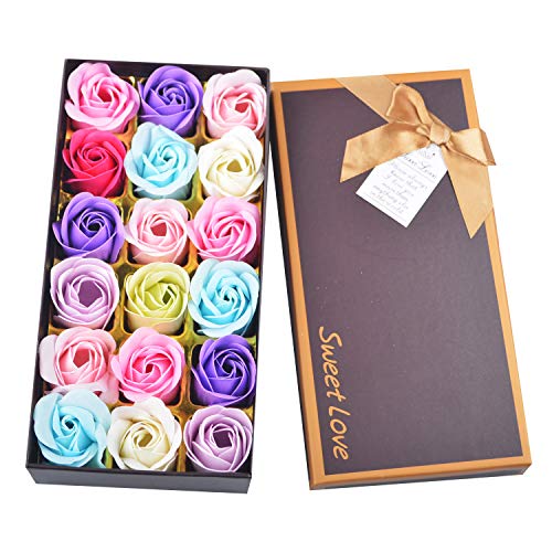 image for Turelifes 18pcs Soap Rose Flowers Artificial Flora Scented Bath Soap R
