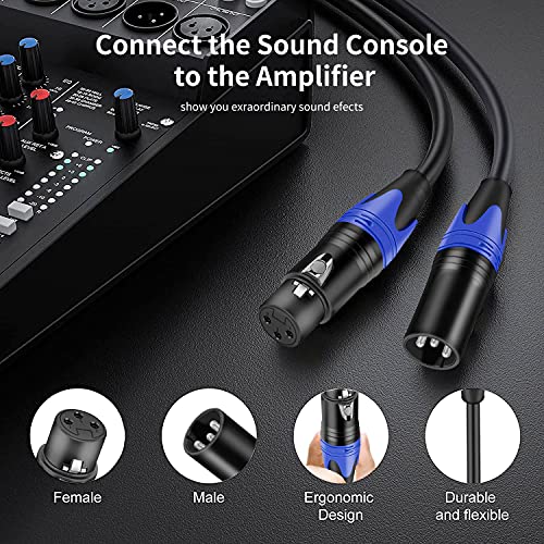 XLR Cable, XLR Microphone Cable Male to Female 25ft 2 Pack, AuxLink Balanced XLR Speaker Cable Suitable for Microphones, Preambles, Speaker Systems, Radio Station and More, Black, (KN01-25)