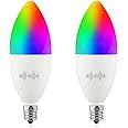 helloify B11 LED Smart, WiFiLight Candelabra Bulb Compatible with Alexa Google Home, RGBCW Color Changing, Cool Warm White Dimmable, No Hub Required, 40WEquivalent, RGB2700K-6500K, 2 Count (Pack of 1)