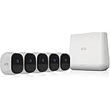 Arlo Pro Security System with Siren – 5 Rechargeable Wire-Free HD Cameras with Audio, Night Vision, White (VMS4530-100NAS)