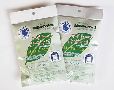 Amazon ファッションルームルネ 白髪染め 用インディゴパウダー100 です 100gパウチ２個セット そのまま染めて藍色に 茶系色にはインディゴとナチュラルヘナをパウダーでミックスして染める方法 とナチュラルヘナで染めたあとインディゴで染める２度染めの方法が