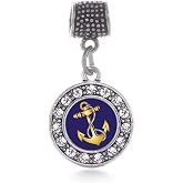Inspired Silver - Silver Circle Charm for Bracelet with Cubic Zirconia Jewelry