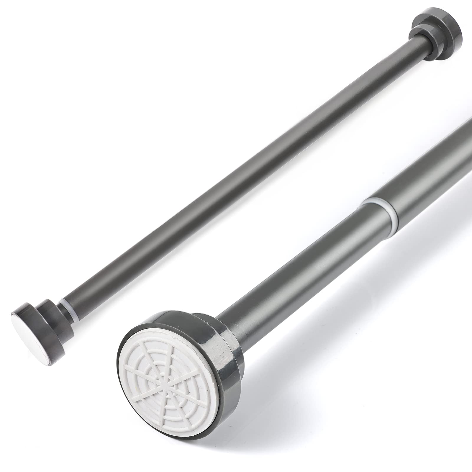 Stainless Steel Extendable Shower Curtain Pole 60-100cm Tension Rods for Curtains Telescopic Curtain Poles No Drilling Adjustable Shower Curtain Rail for Kitchen Closet Bathroom Window, Dark Grey — image 1