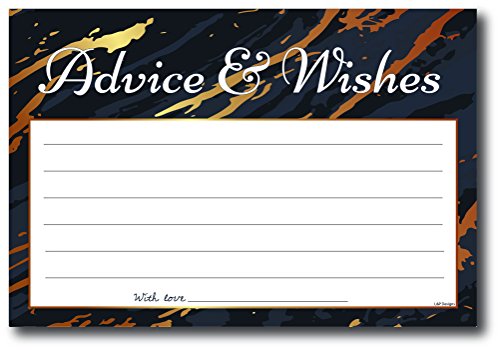 50 Black & Gold Marble Gender Neutral Advice And Wishes Cards, Any Occasion, Two Grooms or Two Brides Advice Cards, Retirement Advice Cards, Graduation Advice Cards, Advice For The Groom