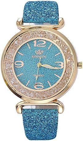 Womens Crystal Quartz Watches,Round Shiny Dial Case PU Leather Wristwatch Numeral Ladies Analog Wrist Watch Ladies Watches on Sale Watches for Women,Clearance
