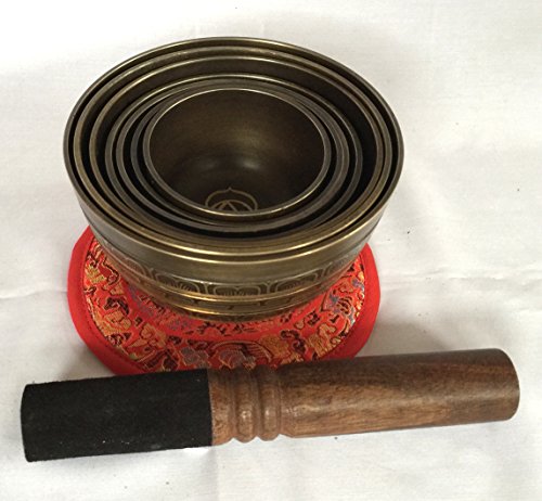 Hand Casted Tibetan Chakra Set Kasha Singing Bowl