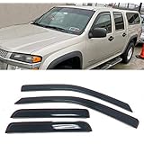 in-Channel Style Smoke Window Visor Rain Sun Vent Guard Shade Deflector Fit for 2004-2012 Chevrolet Colorado/GMC Canyon Crew Cab 4-Door