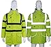 High Visibility Safety Reflective Jacket 7-in-1 Waterproof Work Coat Class 3 High Visibility Hoodie with Detachable Hook(XL)