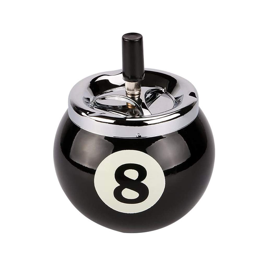 ProLeo YHG-8 Billiard Ball Ashtray Metal with Number 8 for Indoor and Outdoor Use (Black)