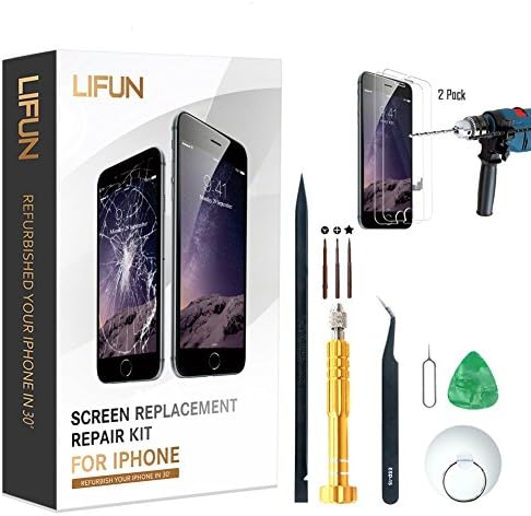 Screen Replacement for iPhone 7 in Black 4.7'',Including All Tools,Instruction,2 Screen Protectors, Repair Kit With Digitizer LCD Touch Screen Frame Assembly (Black, iPhone 7, 4.7inch)