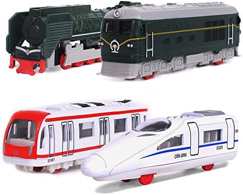 CORPER TOYS Mini Train Toy Die-Cast Pull Back Steam Train Model Set Assorted Styles for Kids Boys (4pcs)