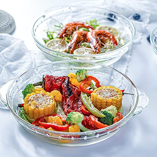 Kingrol 3 Pack Glass Pie Plates with Handles, 9 Inches Baking Dishes